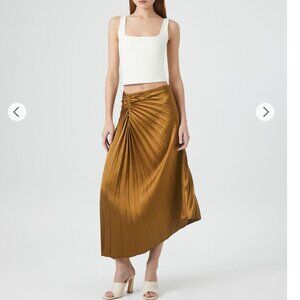 Forever 21 Copper colored asymmetric Pleated Satin Maxi Skirt